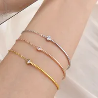 Simple Style Geometric Titanium Steel Zircon Women's Bracelets main image 1