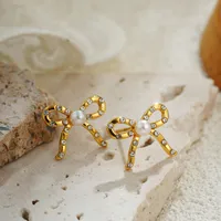 1 Pair Vintage Style Classic Style Bow Knot Plating Copper Ear Studs main image 3