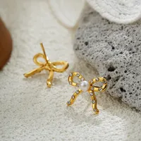 1 Pair Vintage Style Classic Style Bow Knot Plating Copper Ear Studs main image 4