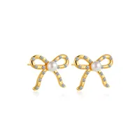 1 Pair Vintage Style Classic Style Bow Knot Plating Copper Ear Studs main image 5