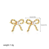 1 Pair Vintage Style Classic Style Bow Knot Plating Copper Ear Studs main image 2