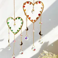 Elegant Romantic Heart Shape K9 Crystal Natural Crystal Iron Wind Chime Wall Art main image 1