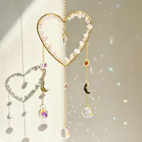 Elegant Romantic Heart Shape K9 Crystal Natural Crystal Iron Wind Chime Wall Art sku image 6