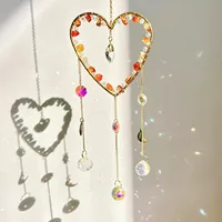 Elegant Romantic Heart Shape K9 Crystal Natural Crystal Iron Wind Chime Wall Art sku image 9