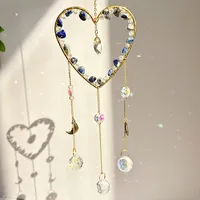 Elegant Romantic Heart Shape K9 Crystal Natural Crystal Iron Wind Chime Wall Art sku image 7