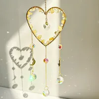 Elegant Romantic Heart Shape K9 Crystal Natural Crystal Iron Wind Chime Wall Art sku image 1