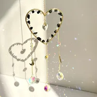 Elegant Romantic Heart Shape K9 Crystal Natural Crystal Iron Wind Chime Wall Art sku image 2