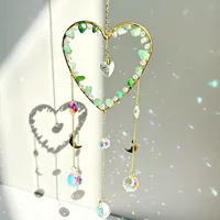 Elegant Romantic Heart Shape K9 Crystal Natural Crystal Iron Wind Chime Wall Art sku image 3