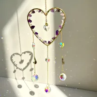 Elegant Romantic Heart Shape K9 Crystal Natural Crystal Iron Wind Chime Wall Art sku image 4