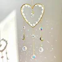 Elegant Romantic Heart Shape K9 Crystal Natural Crystal Iron Wind Chime Wall Art sku image 8