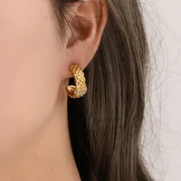1 Pair Vintage Style Simple Style Solid Color 304 Stainless Steel 18K Gold Plated Hoop Earrings main image 1