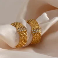 1 Pair Vintage Style Simple Style Solid Color 304 Stainless Steel 18K Gold Plated Hoop Earrings main image 3