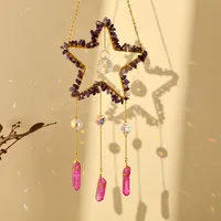 Elegant Romantic Star Crystal Iron Copper Wind Chime Wall Art main image 1