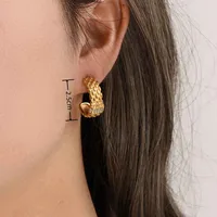 1 Pair Vintage Style Simple Style Solid Color 304 Stainless Steel 18K Gold Plated Hoop Earrings main image 2
