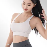 Sports Solid Color Chemical Fiber Blending Nylon U Neck Sports Bra Vest sku image 7