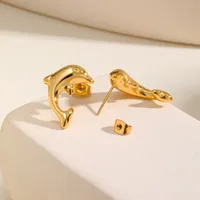 1 Pair Vintage Style Simple Style Dolphin 201 Stainless Steel Ear Studs main image 1