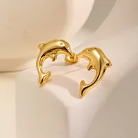 1 Pair Vintage Style Simple Style Dolphin 201 Stainless Steel Ear Studs main image 2