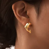 1 Pair Vintage Style Simple Style Dolphin 201 Stainless Steel Ear Studs main image 5