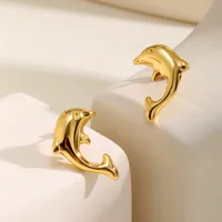 1 Pair Vintage Style Simple Style Dolphin 201 Stainless Steel Ear Studs main image 3
