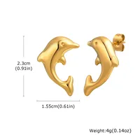 1 Pair Vintage Style Simple Style Dolphin 201 Stainless Steel Ear Studs sku image 1