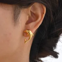 1 Pair Vintage Style Simple Style Dolphin 201 Stainless Steel Ear Studs main image 6