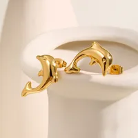 1 Pair Vintage Style Simple Style Dolphin 201 Stainless Steel Ear Studs main image 4