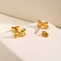 1 Pair Simple Style Bow Knot 201 Stainless Steel Ear Studs main image 3