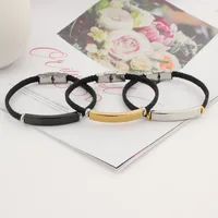 Simple Style Classic Style Geometric 304 Stainless Steel Pu Leather Plating Unisex Bracelets main image 5