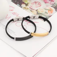Simple Style Classic Style Geometric 304 Stainless Steel Pu Leather Plating Unisex Bracelets main image 3