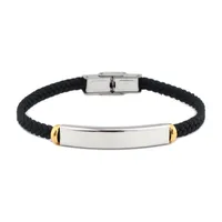 Simple Style Classic Style Geometric 304 Stainless Steel Pu Leather Plating Unisex Bracelets main image 4