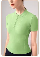 Casual Elegant Lady Solid Color Nylon Spandex Standing Collar Active Tops T-shirt main image 3