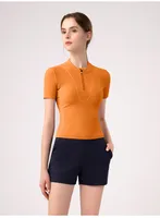 Casual Elegant Lady Solid Color Nylon Spandex Standing Collar Active Tops T-shirt main image 6