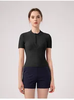 Casual Elegant Lady Solid Color Nylon Spandex Standing Collar Active Tops T-shirt main image 9