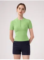 Casual Elegant Lady Solid Color Nylon Spandex Standing Collar Active Tops T-shirt main image 7