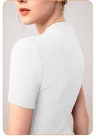 Casual Elegant Lady Solid Color Nylon Spandex Standing Collar Active Tops T-shirt main image 5