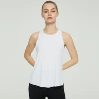 Basic Solid Color Polyester Round Neck Slit Active Tops Vest main image 5