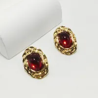 1 Pair Luxurious Lady Commute Oval 304 Stainless Steel Opal 18K Gold Plated Ear Studs main image 3