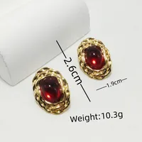 1 Pair Luxurious Lady Commute Oval 304 Stainless Steel Opal 18K Gold Plated Ear Studs main image 4