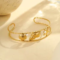 Classic Style Starfish Conch Shell 304 Stainless Steel Women's Cuff Bracelets main image 3