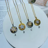Retro Classic Style Pentagram Round Sun 304 Stainless Steel Plating Inlay Zircon 18K Gold Plated Women's Pendant Necklace main image 2