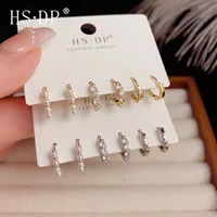 1 Set Elegant Simple Style Geometric Copper Zircon 14K Gold Plated Earrings main image 1