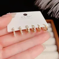 1 Set Elegant Simple Style Geometric Copper Zircon 14K Gold Plated Earrings main image 2