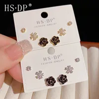 1 Set Elegant Lady Sweet Flower Enamel Copper Zircon Small Stud Earrings Ear Studs main image 1
