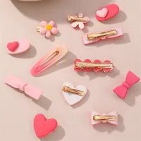 Women's Cute Sweet Simple Style Heart Shape Flower Alloy Plastic Hair Clip main image 4