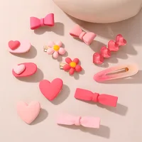 Women's Cute Sweet Simple Style Heart Shape Flower Alloy Plastic Hair Clip main image 3