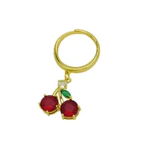 Cute Cherry Heart Shape Chili Copper Enamel Women's Multi Charms Necklace Open Rings main image 7