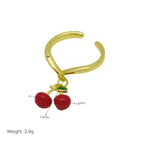 Cute Cherry Heart Shape Chili Copper Enamel Women's Multi Charms Necklace Open Rings sku image 1