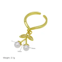 Cute Cherry Heart Shape Chili Copper Enamel Women's Multi Charms Necklace Open Rings main image 2