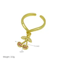 Cute Cherry Heart Shape Chili Copper Enamel Women's Multi Charms Necklace Open Rings sku image 7