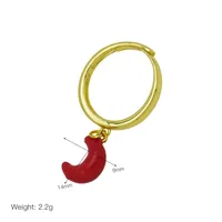 Cute Cherry Heart Shape Chili Copper Enamel Women's Multi Charms Necklace Open Rings sku image 4